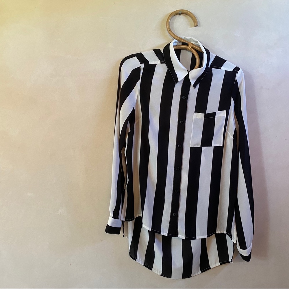 Striped Backless Blouse